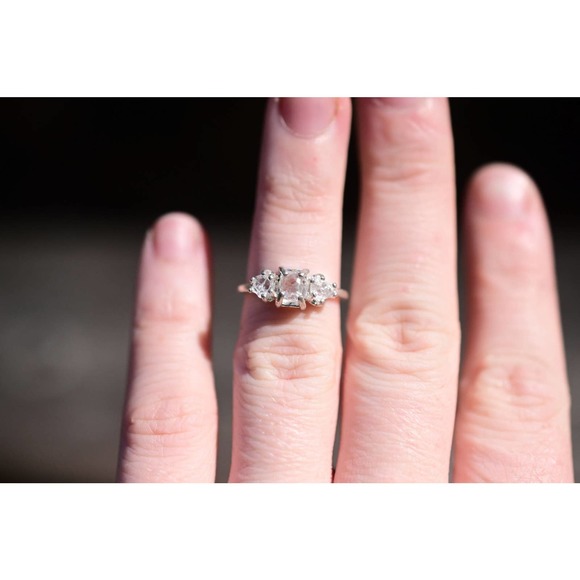 Alternative engagement ring unique rings for women raw stone sterling si… - Picture 8 of 8